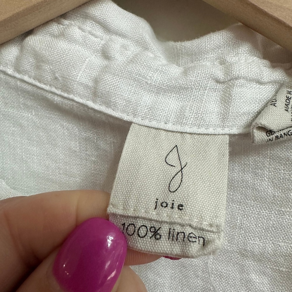 Joie 100% Linen Button Down Shirt Women S White Long Sleeve Coastal Quiet Luxury - Picture 3 of 13